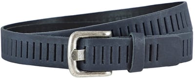 Landley Blauwe Leren Kinderriem Unisex - Geperforeerde Gleufjes Riem - Jongen / Meisje - Echt Leer - Breedte 3 cm - Blauw - Lengte totaal 80 cm / Riemmaat 65