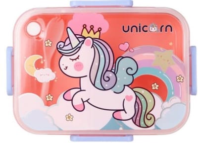 Home & Styling Bentobox met spork - 18x13x6cm - Eenhoorn