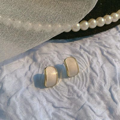 Vrouwen Meisjes Koreaanse Stijl Camelia Barok Parel Oorbellen Mode Vintage Sieraden Strik Hartvorm Elegant Dame Oorringen Oorclip gray