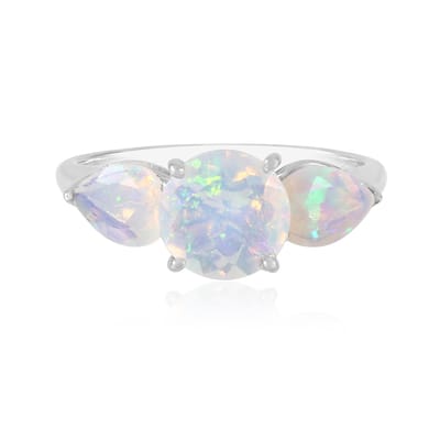 Cavill - Welo Opaal Ring - 925 Sterling Zilver met Platina Afwerking - 1,727 ct Ethiopische Opaal - Ronde en Peervormige Opaal - Exclusieve Damesring