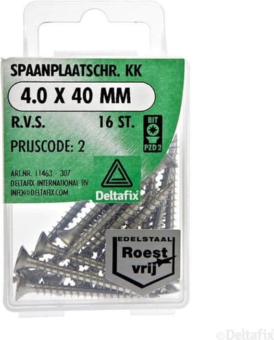 Spaanplaatschroeven Platkop Pozidriv RVS 4.0x40mm