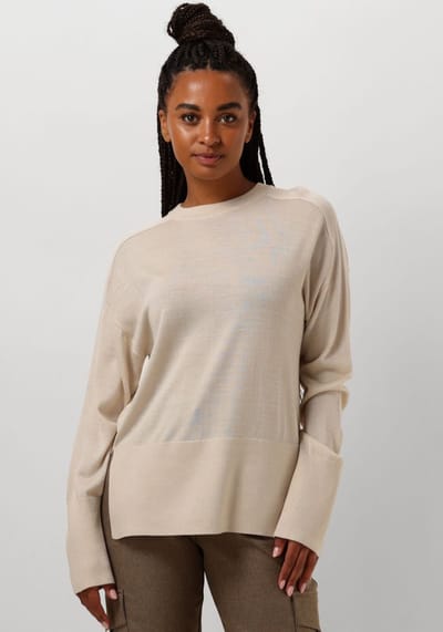 Ruby Tuesday Vallie Soft Round Neck Pullover High Border Truien & vesten Dames - Sweater - Hoodie - Vest- Beige - Maat S