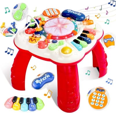 6 in 1 Speeltafel – Voor Kinderen – Activiteitentafel – Baby – Cadeau – Educatief Speelgoed – Kindvriendelijk – Leerzaam – Rood