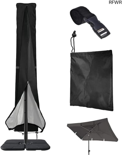 SnelShoppen - Parasol Cover 57 x 240 cm - Waterdicht en UV-bestendig - 210D Oxford Stof - Zwart - Bescherming voor Tuin en Zwembad - Scheurbestendig e