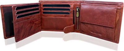 Lundholm Portemonnee heren luxe leer RFID anti-skim - Sundsvall serie portefeuille heren leer - mannen cadeautjes Billfold Bruin Cognac
