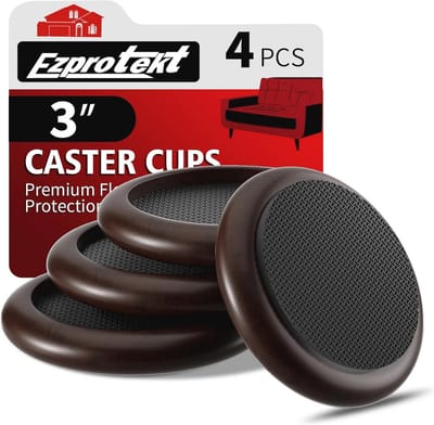 Premium EVA Castor Cups voor Houten Vloeren en Gladde Oppervlakken - 76 mm Donkerbruin - 4 Stuks Vloerbeschermers voor Meubels
