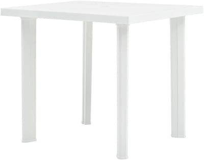 Plastic tuintafel - Buitenmeubel - Al fresco dineren - Met paraplugat - 80 x 75 x 72 cm - Wit