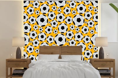 Behang - Fotobehang Patronen - Sport - Voetbal - Jongens - Kinderen - Kids - Jongen - Breedte 240 cm x hoogte 240 cm