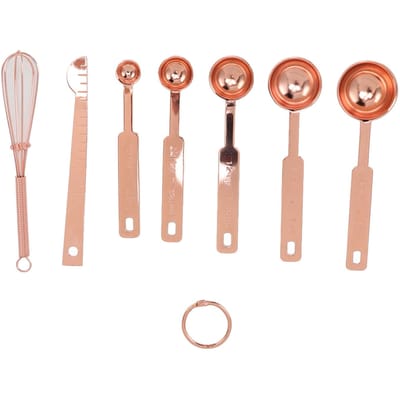 Maatlepels 7 in 1 Roestvrij Staal Stapelbaar Design Multifunctionele Maatlepels Set met L(for 6.5-9kg) rosé gouden kleur