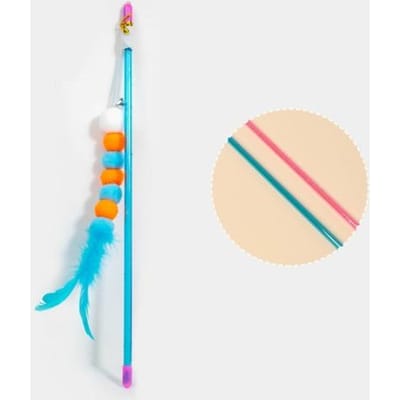 Jouet interactif pour chat avec corde rétractable et bâton amusant pour chat avec cloches et cordon élastique pour chatons orange