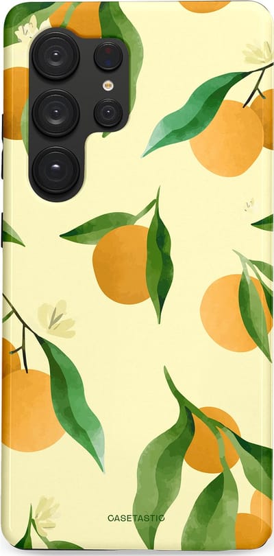 Casetastic Hoesje Geschikt voor Samsung S25 Ultra - Stijlvolle Beschermende Duo-layer Case - Bladrijke Sinaasappel