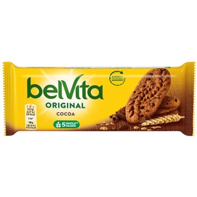 belVita Ontbijtkoekjes met cacaosmaak en stukjes chocolade 50 g (4 stukken)