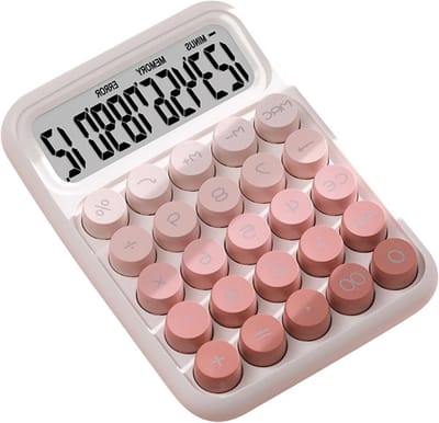 Leuke Rekenmachine - Basis Calculator - Dagelijkse Berekeningen - Grote Knoppen - 16 x 11 x 3 cm - Roze