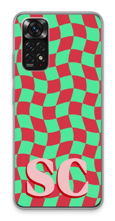 Gepersonaliseerd - Case Company® - Hoesje geschikt voor Xiaomi Redmi Note 11 hoesje - Grid Monogram - Soft Cover Telefoonhoesje - Bescherming aan alle Kanten en Schermrand