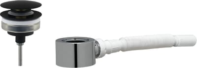 Saqu Steady set (voor 1 afvoer) met afsluitbare wastafelplug in mat zwart en plat meubelsifon 5/4"