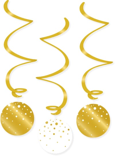 BTH - Slingers - Polka Dots - Goud-Wit - Slingers Verjaardag - Verjaardag - Decoratie - Versiering - Slinger - Swirls