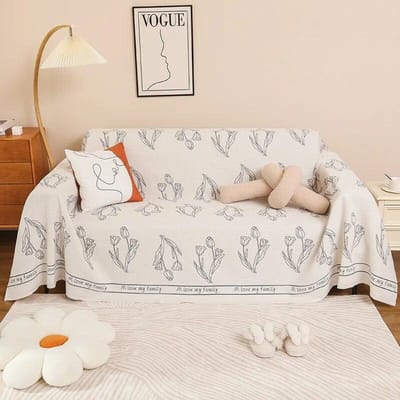 Katoen Linnen Bankhoes Bedrukking Volledige Hoes Vierseizoenen Universele Bankhoes Anti-kattenkras Bankhanddoek Antislip Bankhanddoek 180x130cm 1pcs