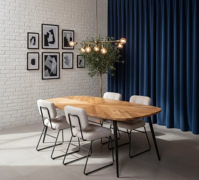 Eettafel Mangohout Deens Ovaal – 100x100 cm – Naturel Houten Eettafel met Zwart Metalen Hoekpoten – Luxe Massief Hout Design Tafel – Industriële Ronde Eettafel – Novihome