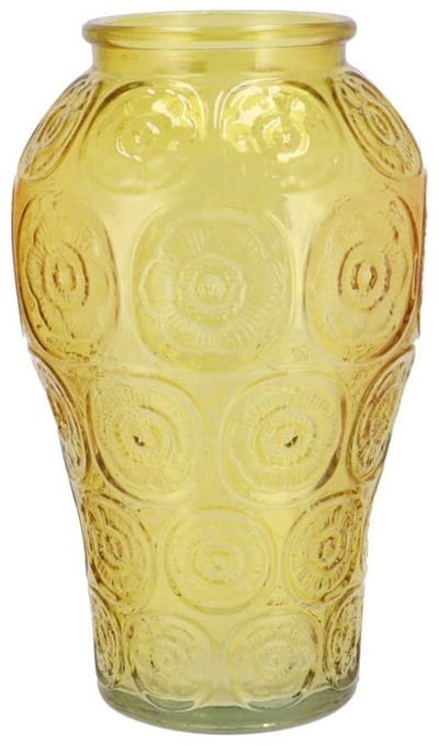 DK Design Bloemenvaas Circle - boeket vaas - glas - geel - 15 x 25 cm