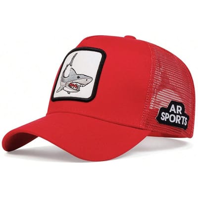 Unisex Haai Patch Borduurwerk Baseball Net Caps Lente Zomer Outdoor Verstelbare Casual Hoeden Zonnehoed red