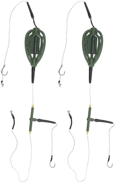 Dailygoods- Vissen Feeder Set - 2 Stuks - Lichtgewicht Aaskooi - Duurzaam Nylon/Koolstofstaal - Snelle Zinksnelheid - Geschikt voor Karpervissen - Aasdispenser