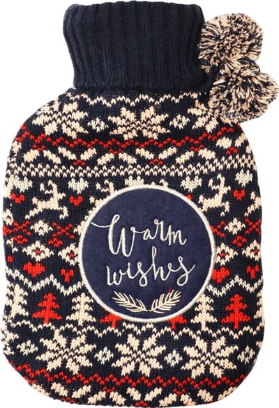 Apollo Warmwater Kruik Met Gebreide Hoes Kerst Print Blauw