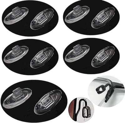 Push-in bril neuspads - 5 paar vervangende neuspads - voor brillen - ovale zachte siliconen neuspads - met antislip oogpads (transparant, 14 mm)