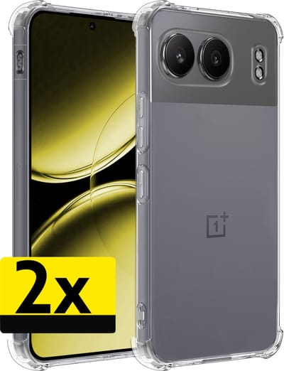 Hoesje - 2 Stuks - Geschikt voor OnePlus Nord 4 - Sterk & Shockproof - Siliconen Case - Back Cover - Telefoon Hoes Shock Proof - Telefoonhoesjes - Transparant