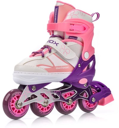 Meteor Rollen L 38-41 Rox - Roze - verstelbare, ABEC-7 carbon lagers, aluminium schaats en PU-wielen