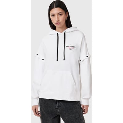 AllSaints Amore Amphie Hoody Optic White Taglia: L | Felpe con cappuccio Outlet | Donna | Bianco