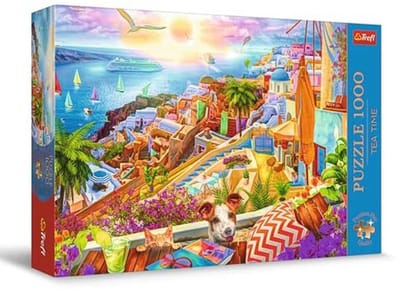 Puzzel Tea Time met Santorini - 1000 Stukjes, Nostalgische Beelden voor Volwassenen en Kinderen vanaf 12 Jaar