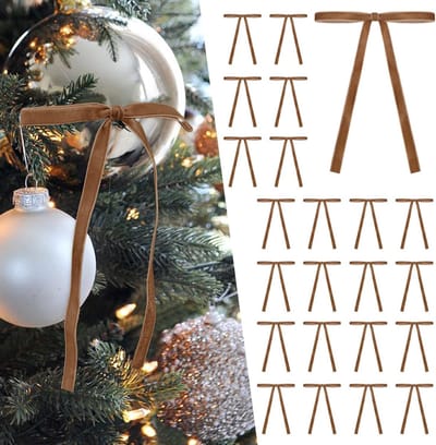 36 Camel Velvet Strikken voor Decoratie - Luxe Bogen voor Feestelijke Gelegenheden en Cadeaus