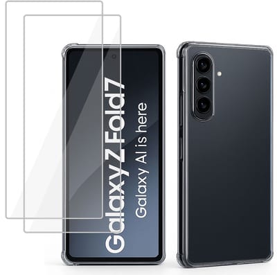 ChiGuard Hoesje & 2x Screenprotector geschikt voor Samsung Galaxy Z Fold 7 Hoesje Screenprotector - Gehard Glas Cover + Shock Proof Case – Transparant
