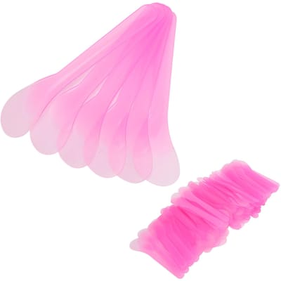 100 pièces Spatule d'application cosmétique Jetable Maquillage Visage Masque de Boue Cuillère à Mélanger Rose Translucide pink
