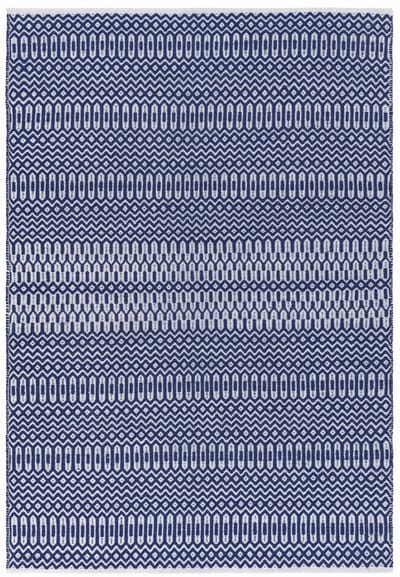 Easy Living - Easy Living Halsey Blue Vloerkleed - 160x230  - Rechthoek - Buiten,Laagpolig Tapijt - Modern - Blauw, Wit