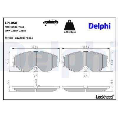 Remblokkenset, schijfrem DELPHI LP1058