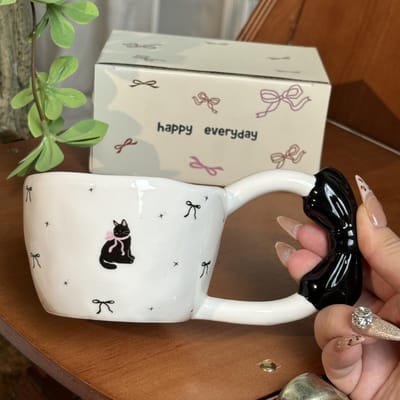 Vlinderhandvat Grote Oorbeker Keramische Beker Groothandel Waardevolle Mok Creatief Cartoonpatroon Koffiekopje Cadeau 300ml