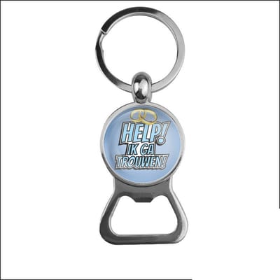 Bieropener Glas - Help Ik Ga Trouwen - Blauw