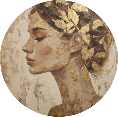 WC mat rond 70x70 cm - Antislip - Vrouw - Goud - Abstract - Textuur - Toiletmat - Vloermat - Douchemat - Toilet tapijt - Toiletmatten