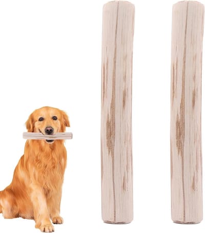 Houten kauwstaaf - Hondenspeelgoed - Tandverzorging hond - Natuurlijk koffiehout - 2 stuks - Houtkleur