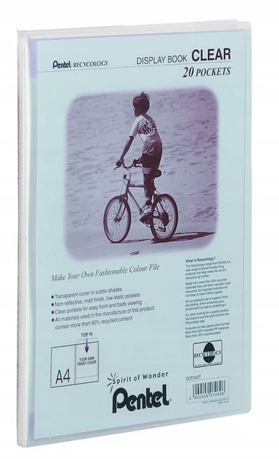 Pentel Presentatie Kaart Helder A4, 20 Transparante Hoesjes DCF242-T