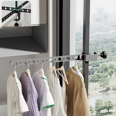 Opvouwbare Rotating Droogrek met 15 Gaten voor Binnen en Buiten - Ruimtebesparend, Draagbaar en Stevig Aluminium voor Kleine Ruimtes, Balkon, Badkamer, Reizen en Kamperen