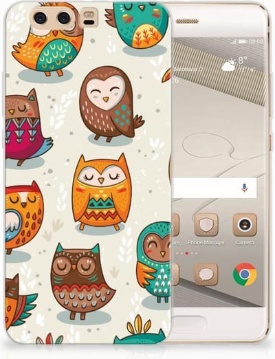 Huawei P10 Plus TPU Hoesje Vrolijke Uilen