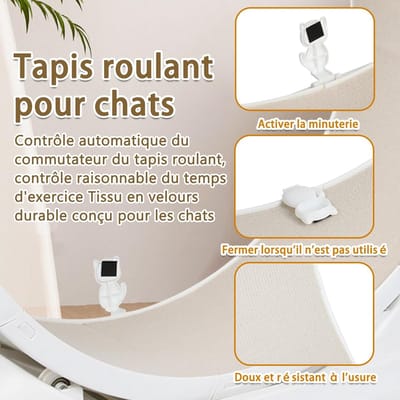 Loopband voor katten - Kattenwiel oefenwiel - Actieve katten - Stille werking - 85 x 80 cm - Wit