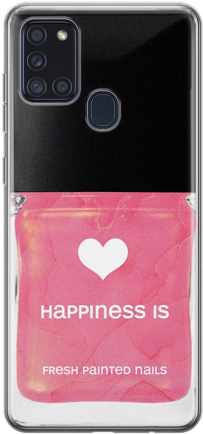 Leuke Telefoonhoesjes - Hoesje geschikt voor Samsung Galaxy A21s - Nagellak - Soft case - TPU - Print / Illustratie - Roze