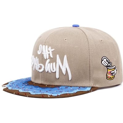 Zoete Donut The Mun Chles Geborduurde Platte Rand Hoed Vier Seizoenen Heren Trendy Hip Hop Hoed Dames Outdoor Sport en Vrije Tijd Hoed beige