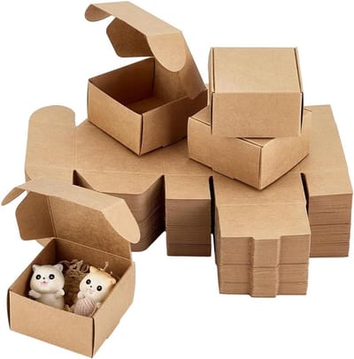 100 Stuks Kraftpapieren Dozen 6,2 x 6,2 x 3,5 cm voor Verzenddoeleinden, Geschenken en Projectopslag