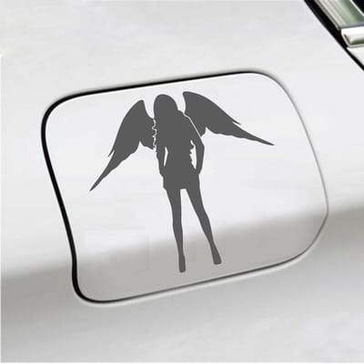 Bumpersticker - Dame Engel - 13 X 14 - Antraciet