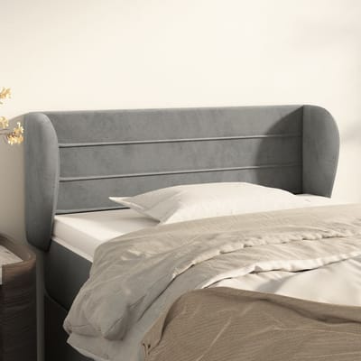 vidaXL - Hoofdbord - met - randen - 83x23x78/88 - cm - fluweel - lichtgrijs