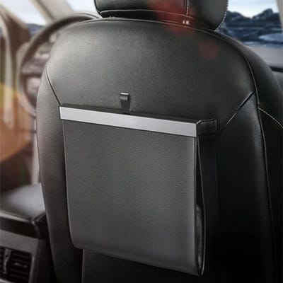 Lederen autoprullenbak met magnetische sluiting, lekvrij en geurwerend-vuilnisbak-Op voertuigen gemonteerde afvalbakken-Geschikt voor alle auto's, sedans, SUV's en trucks, zwart.